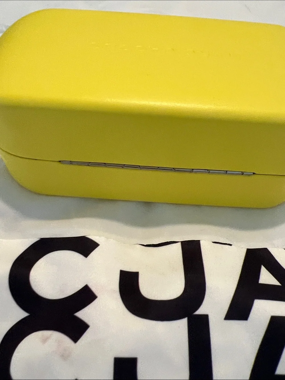 Marc Jacobs Yellow and Black Eyewear/Accessory Case with Branded Cloth